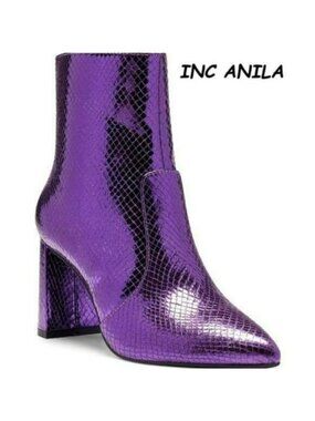 INC, INTERNATIONAL CONCEPTS ANILA ANKLE BLOCK HEEL BOOTIES, NIB,
